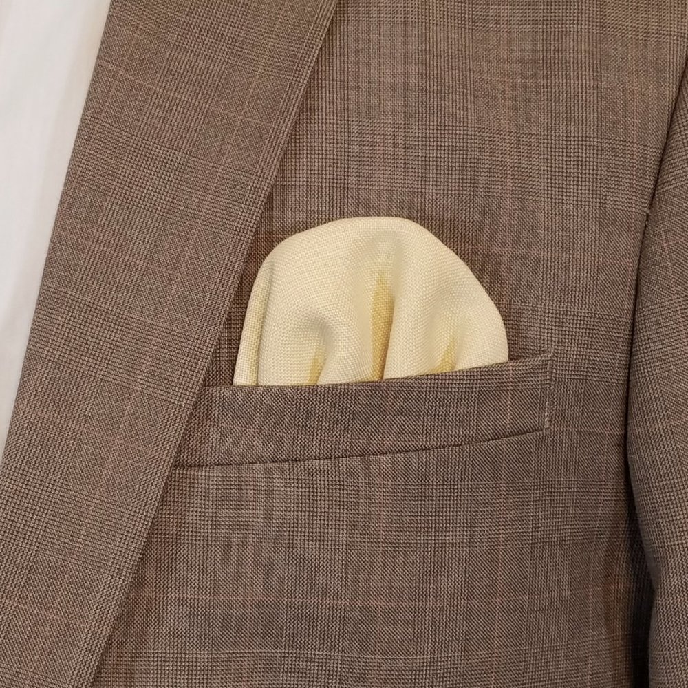 NEW - 100% Linen Men's Pre-Folded Pocket Square Insert - Light Yellow
